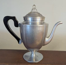 Vintage Mirro Art Deco Stove Top Footed Pedestal Coffee Percolator Aluminum