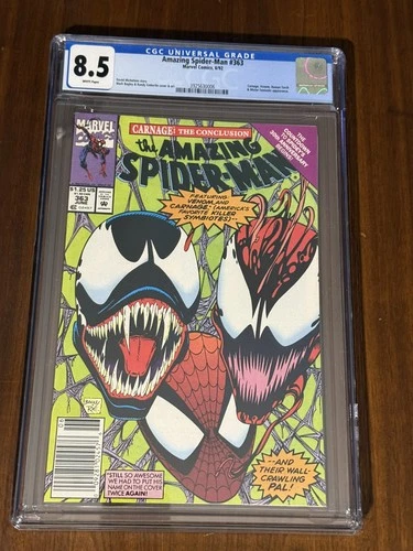 Amazing Spider-Man #363 CGC 8.5 White Pages Carnage & Venom Marvel 1992 Comic