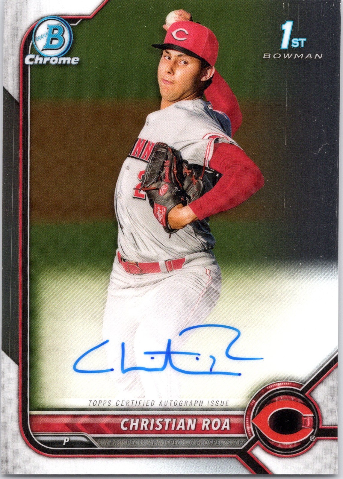 2022 Bowman Chrome #CPA-CRA Christian Roa Auto Cincinnati Reds Baseball Card