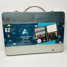 62 PC. Watercolor Set Art Alternatives, 20 Tubes, 16 Cakes, 6 Pencils, 4 Brushes