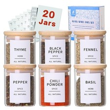 Glass Spice Jars with Bamboo Lids - 20 Pcs Thicken 2.4mm 4oz Airtight Season...
