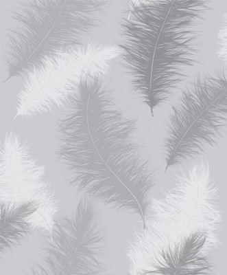 Tapete grau groß matt Papier dezent Glitzer Gel Federn 64 cm Wiederholungsmerkmale