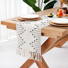 Boho Cotton Woven Table Runners, Country Rustic 72 inches Long Table Runner for