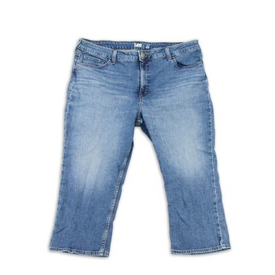 Lee Jeans Damen Gr. 22M Capri Mid Rise Regular Fit Blau Blau Denim Freizeit 3/4