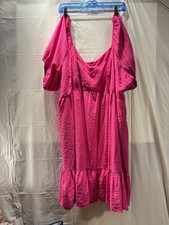 Nine West Puff Sleeve Dress Size 3x Pink Flair Bottom