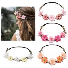 Flower Crown for Women Girls, Floral Headbands Elastic Boho Hair Wreaths Tiar...