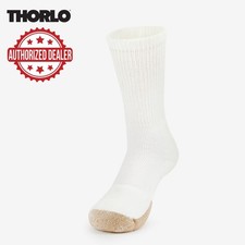 1 PAIR: THORLO MAXIMUM CUSHION "CREW" TENNIS SOCKS WHITE SIZE MEDIUM. TX11