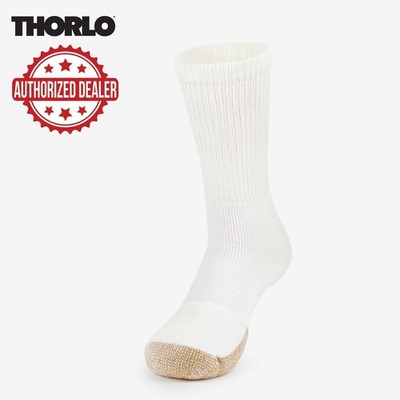 1 PAIR: THORLO MAXIMUM CUSHION ''CREW'' TENNIS SOCKS (WHITE) SIZE SMALL. #TX9