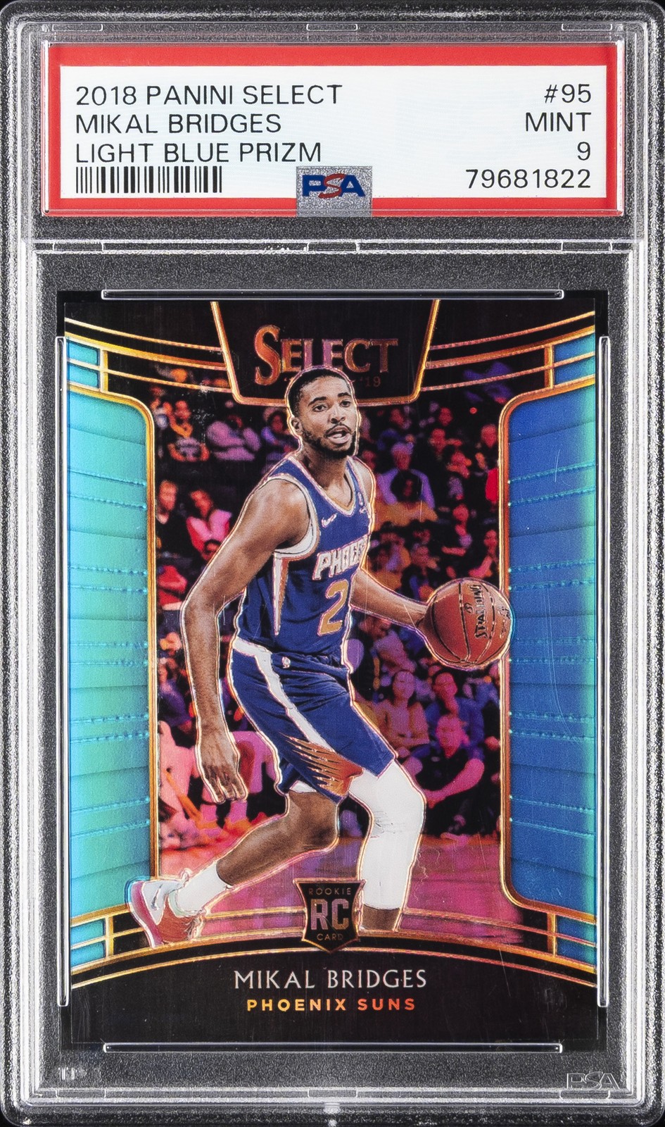 2018 PANINI SELECT LIGHT BLUE PRIZM #95 MIKAL BRIDGES 209/299 PSA 9
