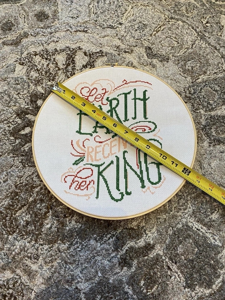 "COMPLETO punto de cruz Navidad alegría para el mundo 12"" aro colgante de pared vacaciones" - Imagen 2 de 3