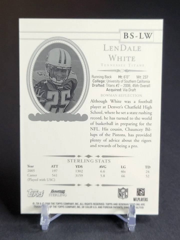 LenDale White - 2006 Bowman Sterling Relics RC #BS-LW - GW Patch - USC Legend - Image 2 of 2