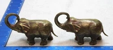 Set of 2 Matching Vintage Bronze Elephant statues 5" x 6"