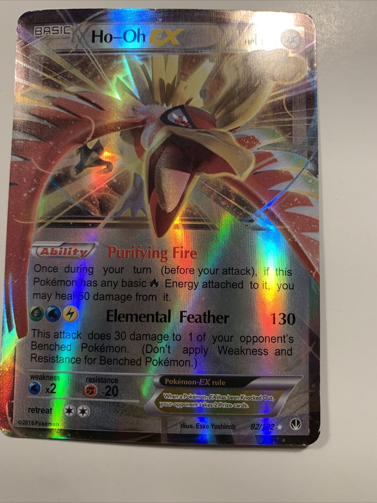 Ho-Oh EX 92/122 XY Breakpoint Rare Holo Pokemon Card Near Mint