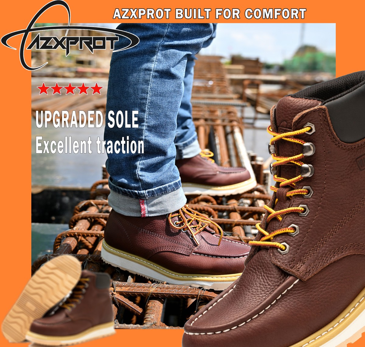 Work Boot NON-SLIP NEW Men Bull Run Moc Toe 6