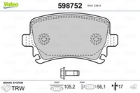 Valeo 598752 Bremsbelagsatz, Scheibenbremse FüR, Audi, Audi (Faw), Seat, Skoda