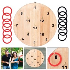 Wooden Hookey Ring Toss Game For Adults Kids Family Fun Indoor Outdoor Wall Game