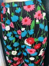 Alex Colman Vintage 60s Neon Floral Hi Waist Wide Leg Polyester Pants-Small 4-6