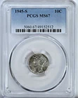 1945-S Mercury Dime PCGS Graded Coin MS67 5060