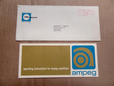 1969 Ampeg Amplifier Full Line Brochure w/original Ampeg Envelope $.06 postage.
