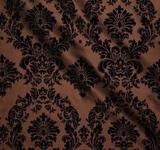 20 Yards Brown and Black Flocking Damask Taffeta Velvet Fabric 58" Flocked Decor