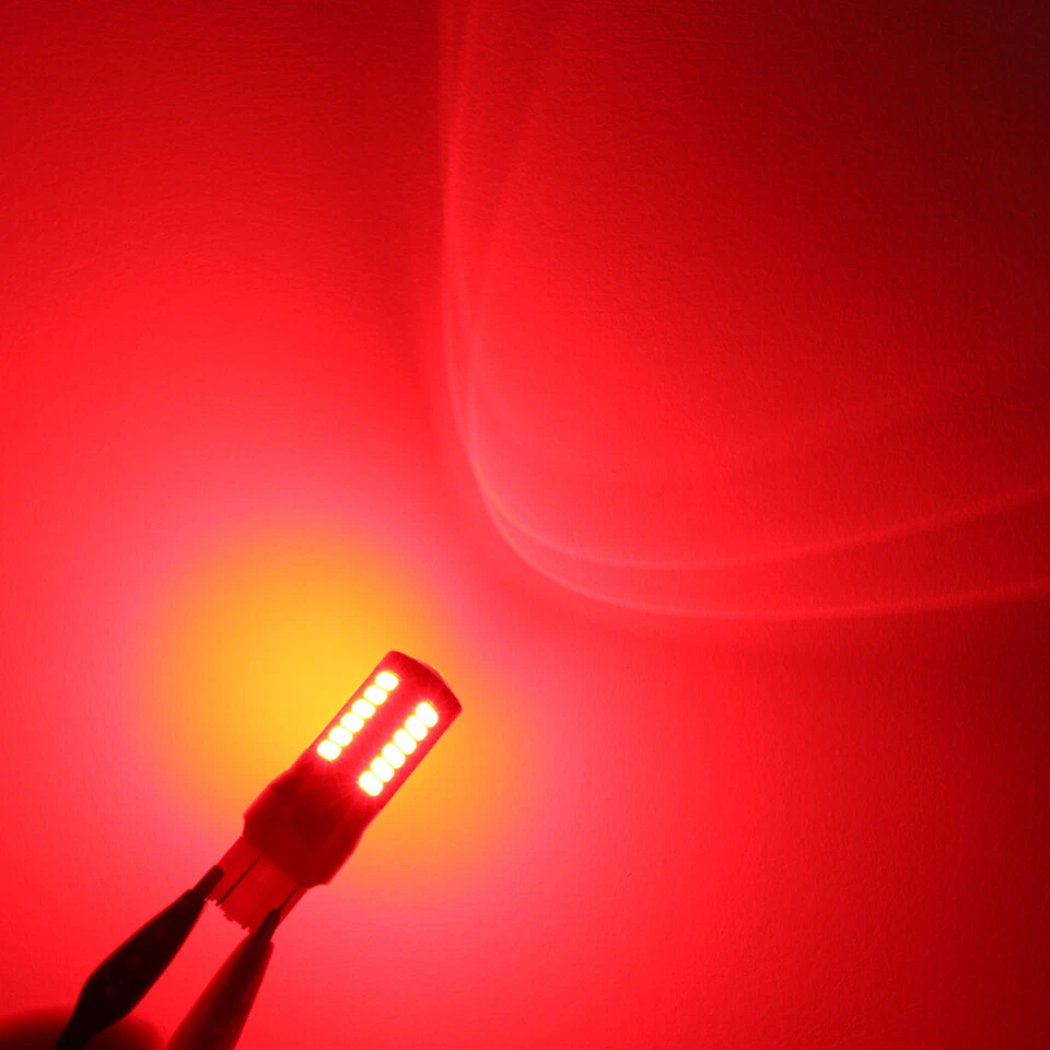 Alla Lighting 2x 7443 54-LED Brake Tail Turn Signal Side Marker Light Bulb, Red - Image 3 of 4