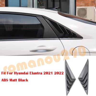 Matt Black For Hyundai Elantra 2021-2022 Rear Side Window Scoop Louver Trim 2pcs