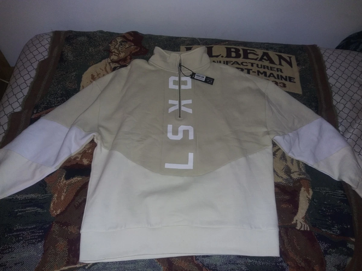 LSKD 1 4 Zip Sweater Designer 110 on site Bone Beige Sand Color Size Large BNWT