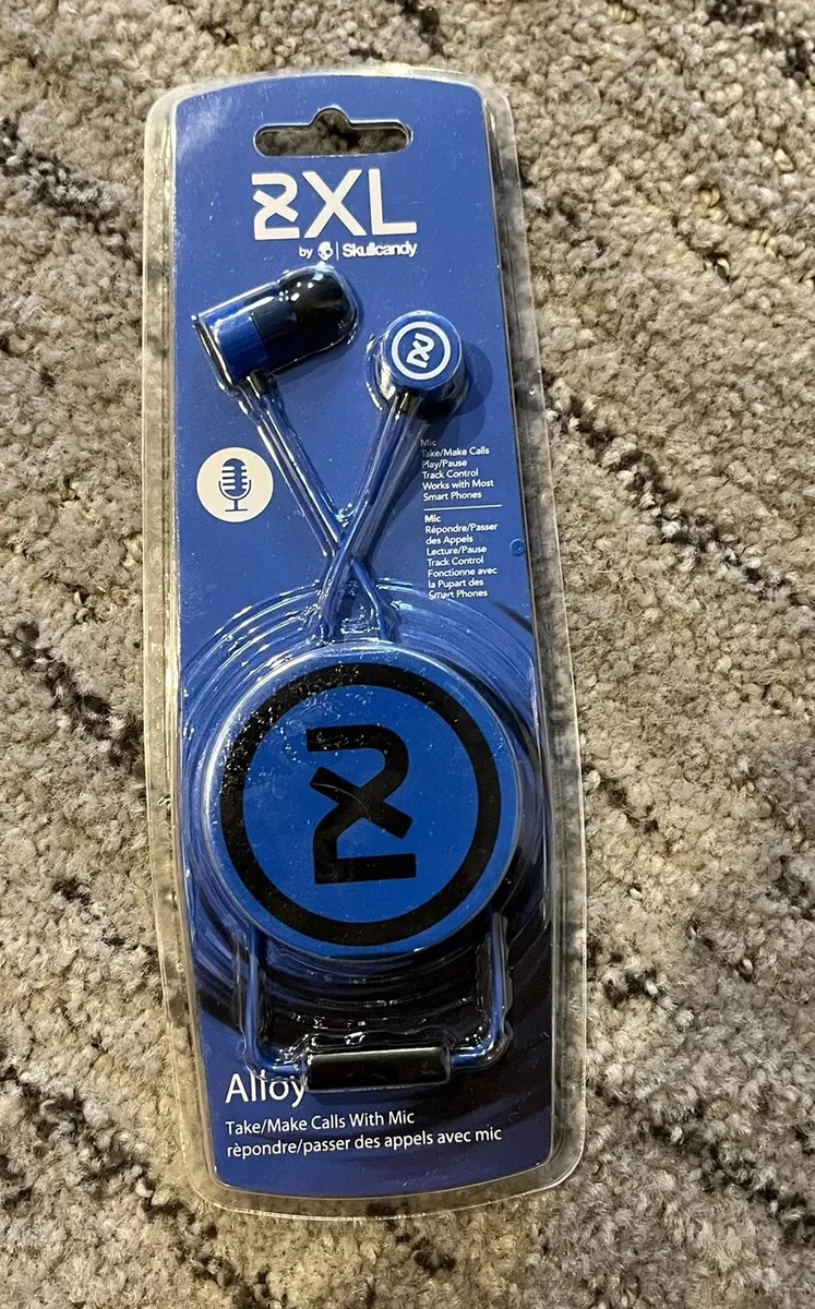 New Skullcandy 2XL Alloy In Ear Earbuds with Mic Blue Black Take Make Calls