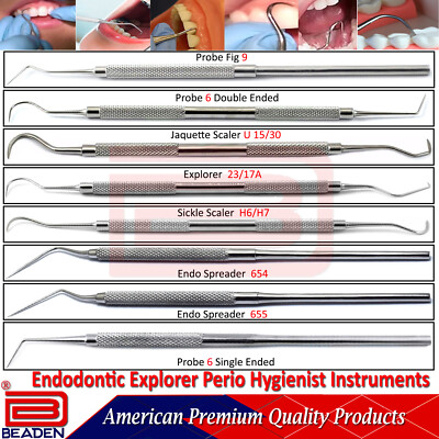 Dental Endodontic Explorers Root Canal Spreaders Scrapers Probes Sickle Scalers