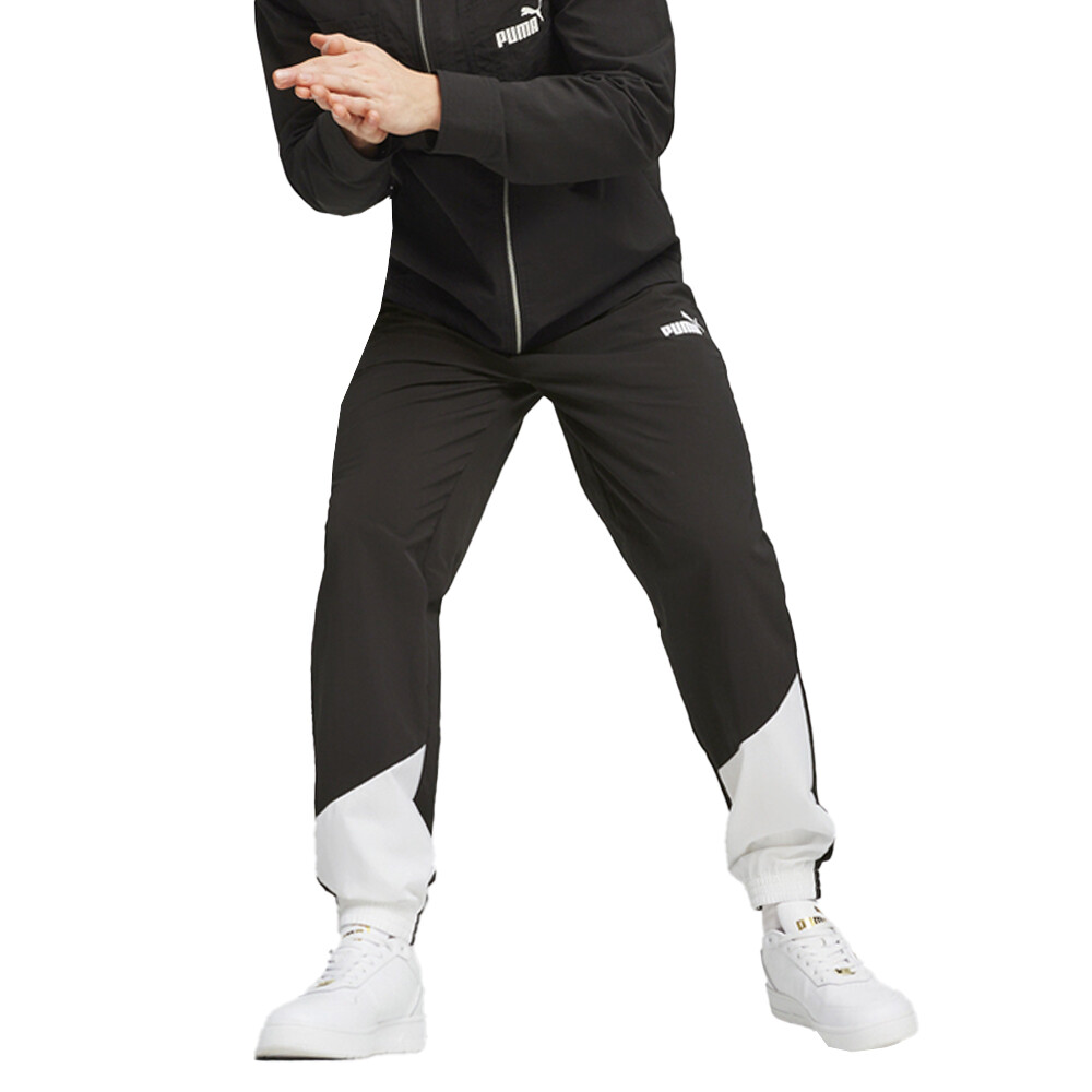 Брюки из ткани Puma Power Colorblock Мужские черные повседневные спортивные брюки 68044901