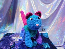 Crochet Cat Colorful Stuffed Kitten Plushie 