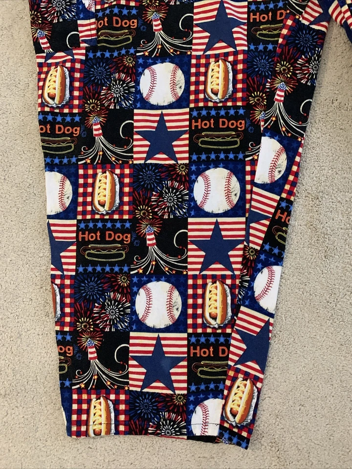 Scrub Uniform Pants Bottoms   4th of July Baseball Pattern  TAFFORD   4XL    EUC - Image 2 of 4