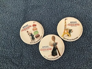 EPCOT FOOD AND WINE 2017 BUTTONS LOT OF 3