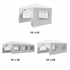 10'x10'/20'/30' Outdoor Party Tent Gazebo White Canopy Wedding Tent w/Sidewalls 