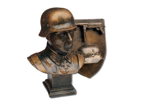 Buste Soldat Allemand + Blason Casque MP 40 📌4a. - Bild 3 von 3