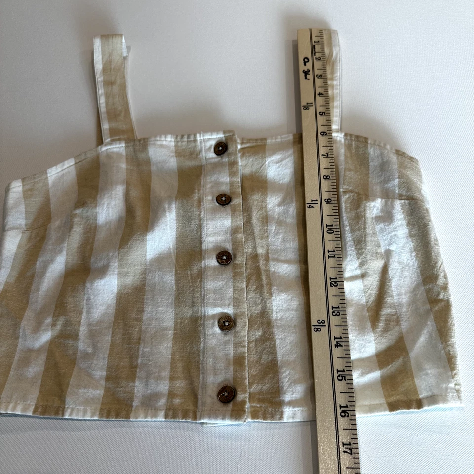 Top corto Billabong para mujer pequeño cami a rayas, botones delanteros, mezcla de algodón y lino Foto 4 de 4