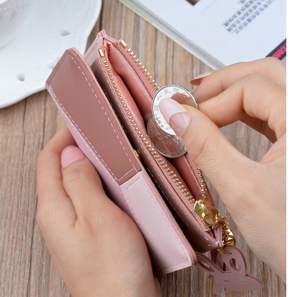 ✓ Porte monnaie Mode Femme Cuir Patchwork Mini Portefeuille Porte