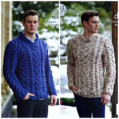 KNITTING PATTERN Mens Roll or Round Neck Cable Jumper ...