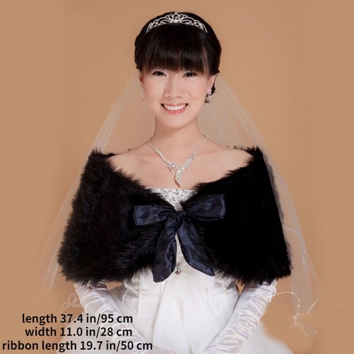 Braut Schal Aus Kunstpelz - Weißer Stola Mit Perlen Verzierung | Für Hochzeit & Festliche Anlässe