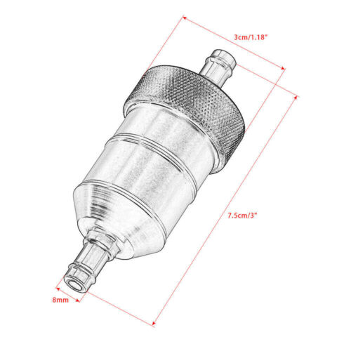 8mm Kraftstofffilter Universal Aluminium Benzinfilter KFZ Auto Motorrad Silber - Picture 3 of 3
