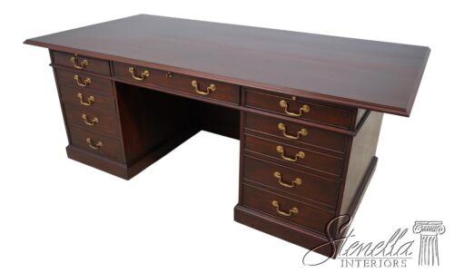 58997EC: HENKEL HARRIS MOORE Large Mahogany Executive Desk - Picture 1 of 12