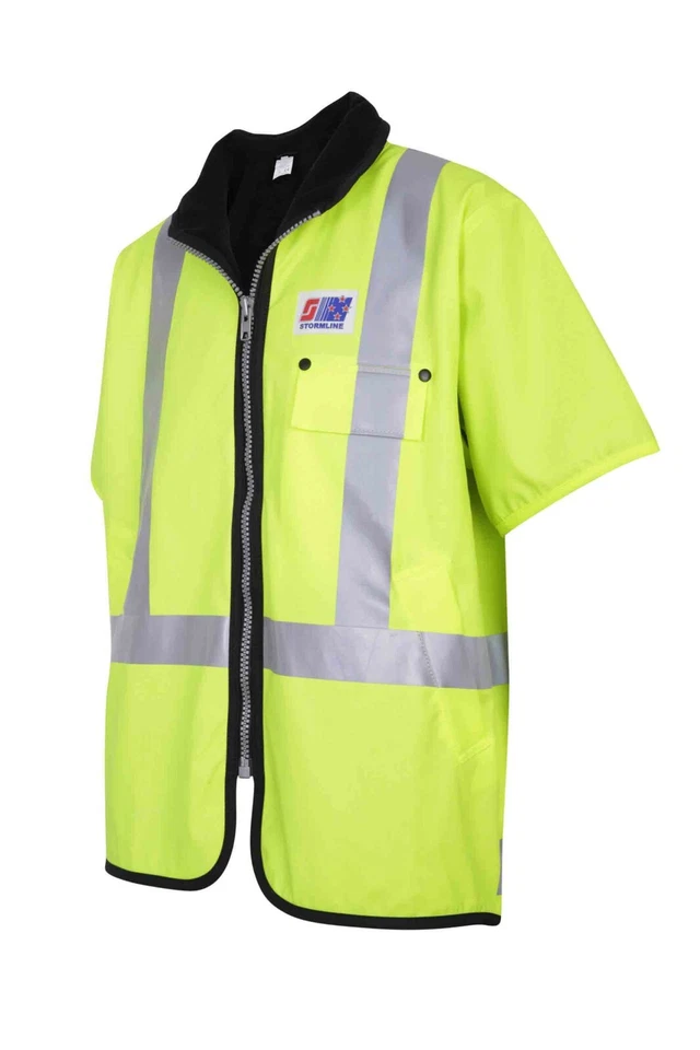Stormline Stormtex 982TNS Class 3 Hi-Vis Waterproof Oilskin Vest, fleece lined - Image 3 of 4