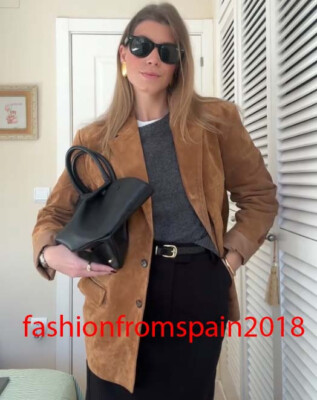 ZARA NEW WOMAN SUEDE BLAZER JACKET LIGHT CAMEL XS-XL 4341/804/743