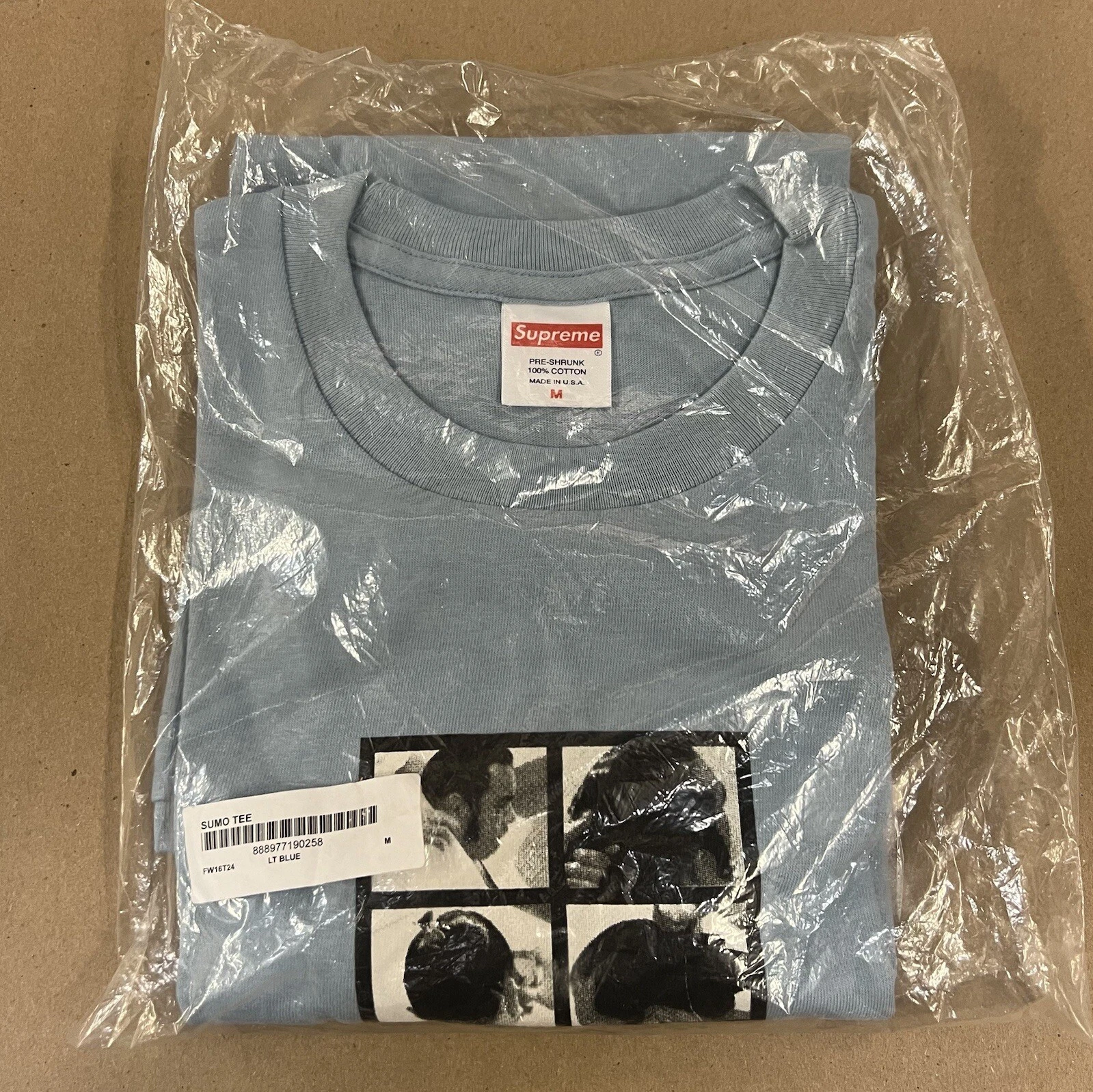 FW16 SUPREME SUMO TEE SHIRT BLEU CLAIR M MEDIUM 2016