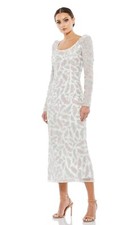 NWT Mac Duggal Beaded Tea Length Dress  Ivory Size 2