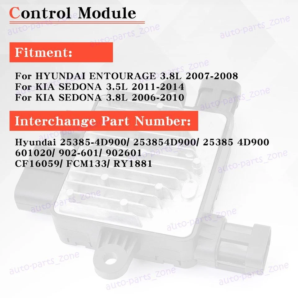 Módulo de control del ventilador de refrigeración del motor compatible con Kia Sedona 25385-4D900 2006-2014 Stock en EE. UU. Foto 4 de 4