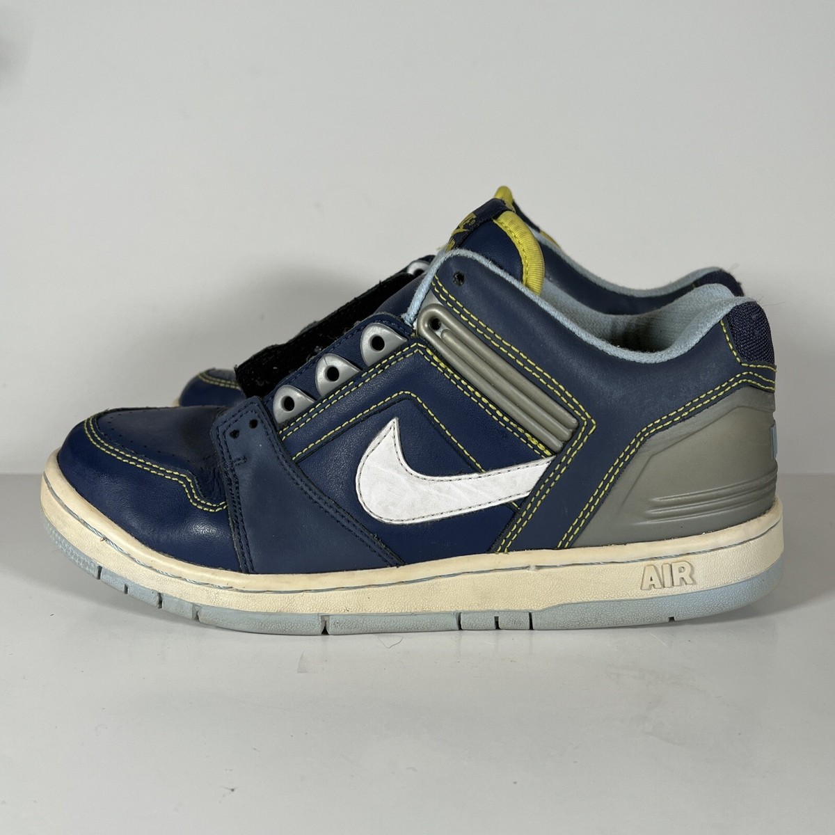 Nike Air Force II Navy Blue Silver Leather GS Sneaker 6Y 310470