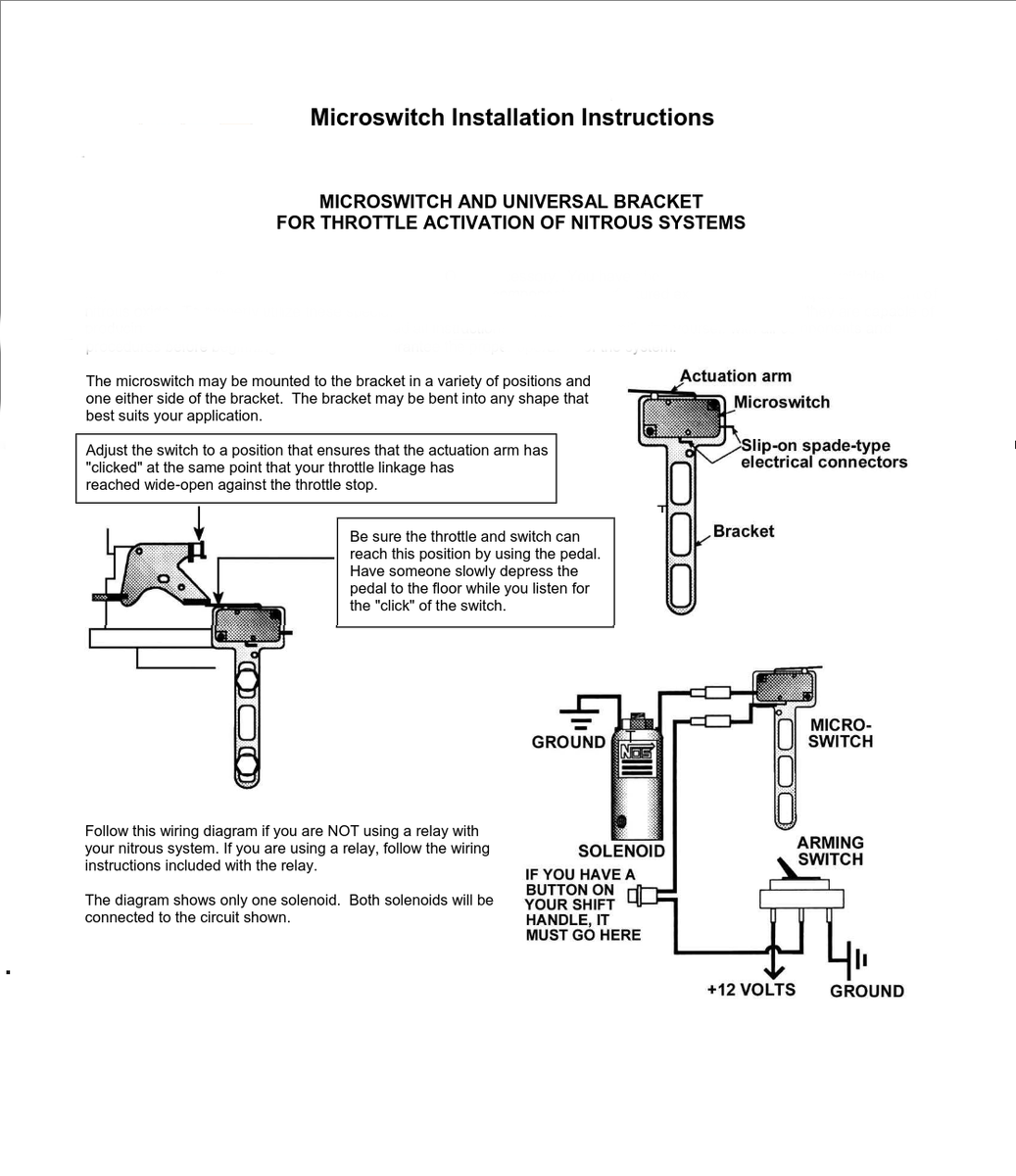 Universal ZEX 82105 Nitrous WOT Micro Switch Bracket FITS NPT