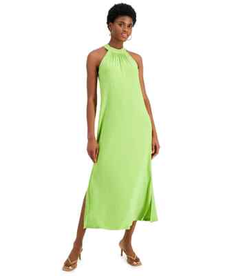 Bar III Women's Halter Side Slit Maxi Dress Jade Lime SZ S W/ Defects | eBay