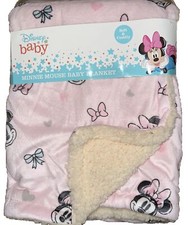 Disney Baby Girl Minnie Mouse Bows Hearts Double Sided Soft  Cuddly Blanket